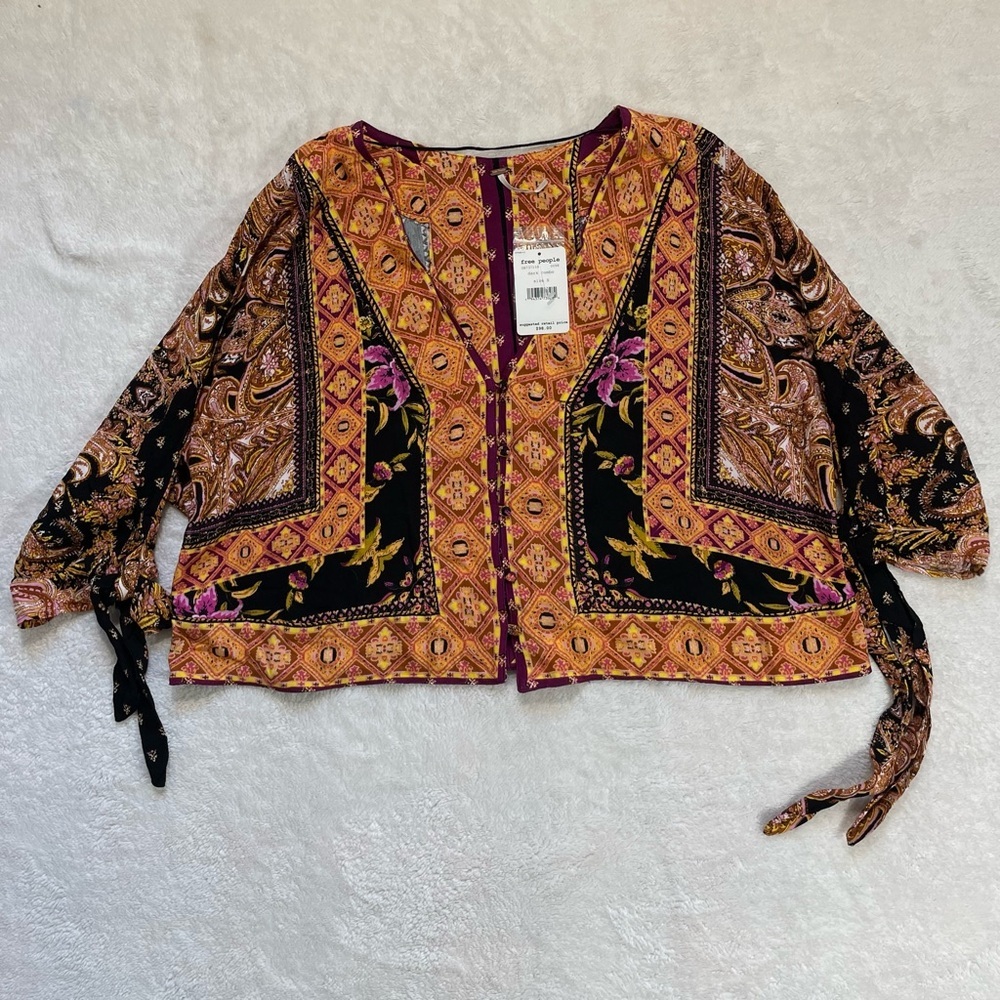 Free People Small Catch Me If You Can Kimono / Tunic in Dark Combo Long Sleeve - Picture 4 of 13